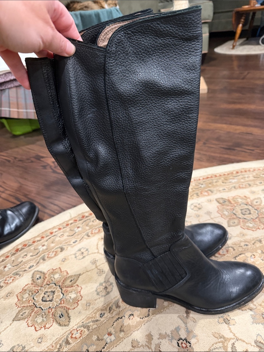 Donald J. Pliner Black Over-the-Knee Leather Boots